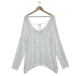 Boho Crochet Sweater VENUS 1X* Ivory Open Knit Beach Festival Coastal Cowgirl